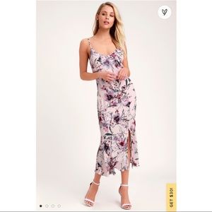 LuLus Lost in the Romance Lavender Midi Dress